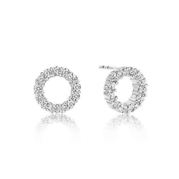 Biella Uno Piccolo øreringe fra Sif Jakobs Jewellery i rhodineret 925 sterlingsølv med klare zirkoner.